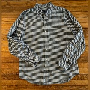 American Eagle Shirt Mens XL Prep Fit Blue White Striped Long Sleeve Button Down